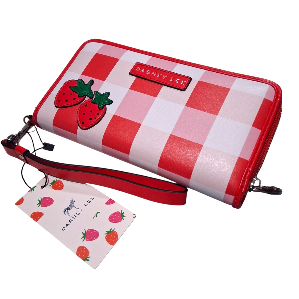 Dabney Lee White & Red Plaid Wallet - Strawberry Accents - wristlet - Picture 5 of 6